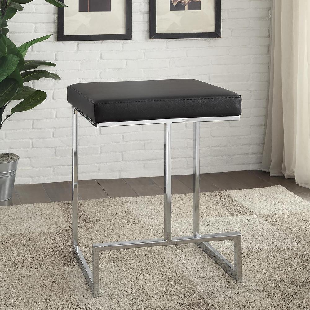 Kafka 24" Counter Stool - Chrome - Black Leatherette Upholstery. Picture 8