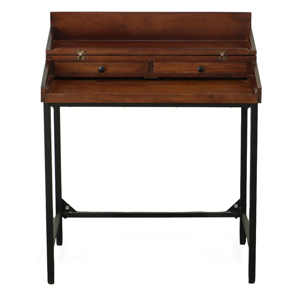 Raleigh Rustic Top Writing Desk - Chestnut/Black. Picture 3