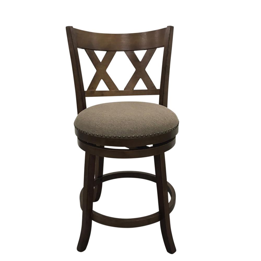 Sussex Deluxe Swivel Barstool - Set of 2 - Rustic - Brown Upholstery. Picture 2
