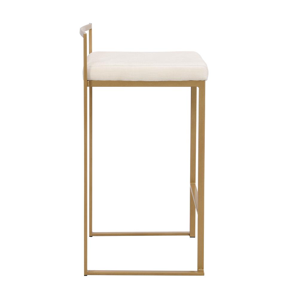 Lucien 25.25" Upholstered Counter Stool - Gold - Cream Upholstery. Picture 2