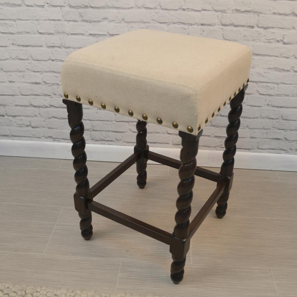 Remick 24" Counter Stool - Espresso - Linen Upholstery. Picture 5