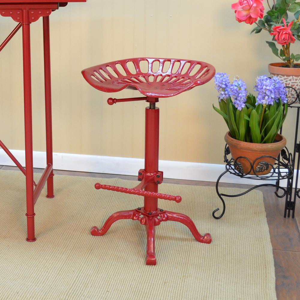Adjustable Tractor Seat Barstool - Red. Picture 9