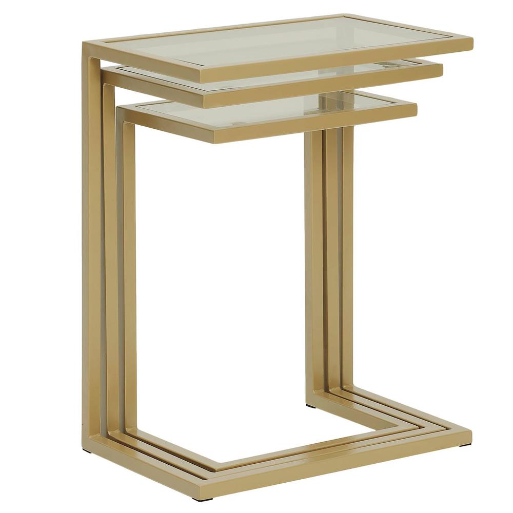 Addison Nesting Table Set - Glass Top - Gold Base. Picture 5