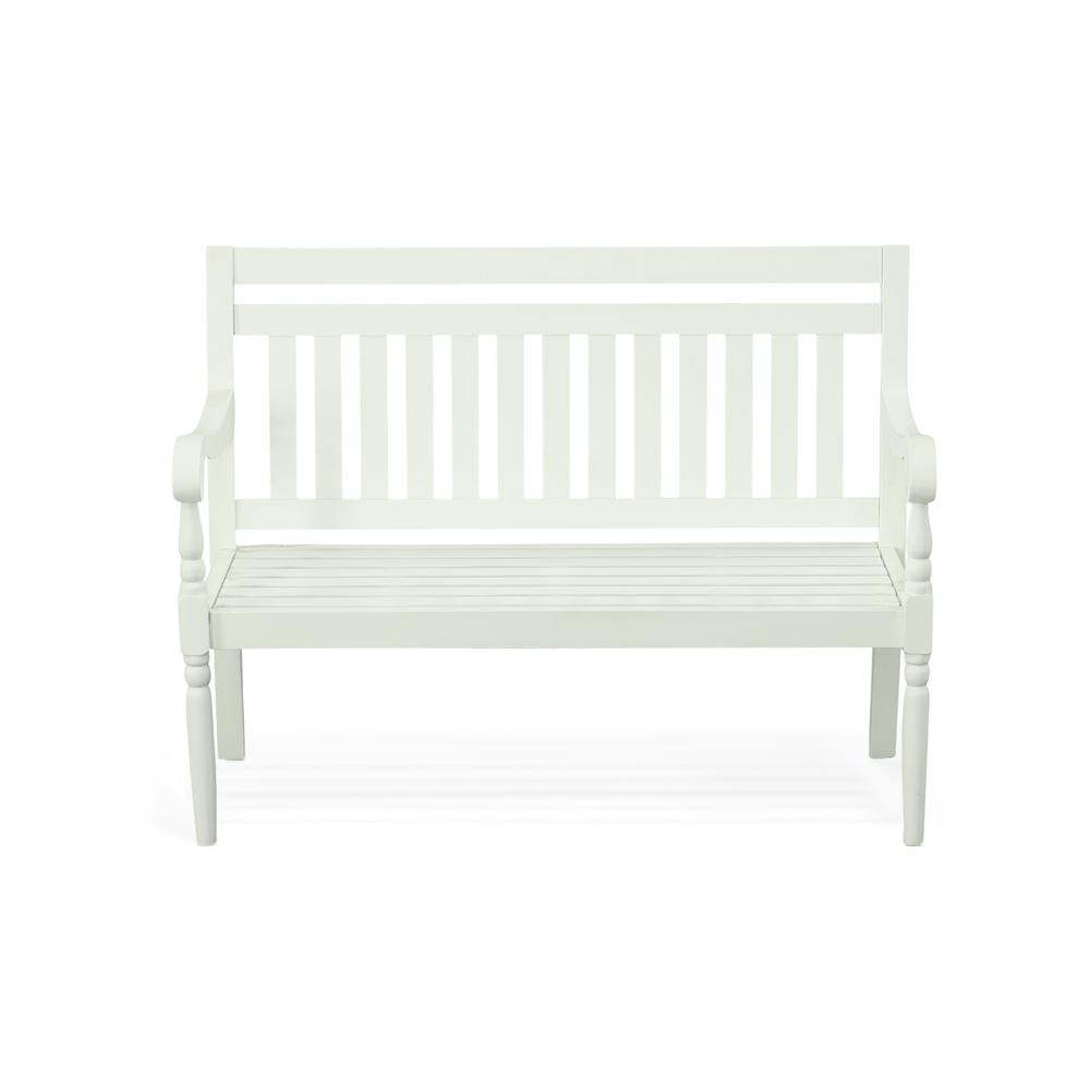 Belmont Outdoor Wooden Bench - White. Picture 3