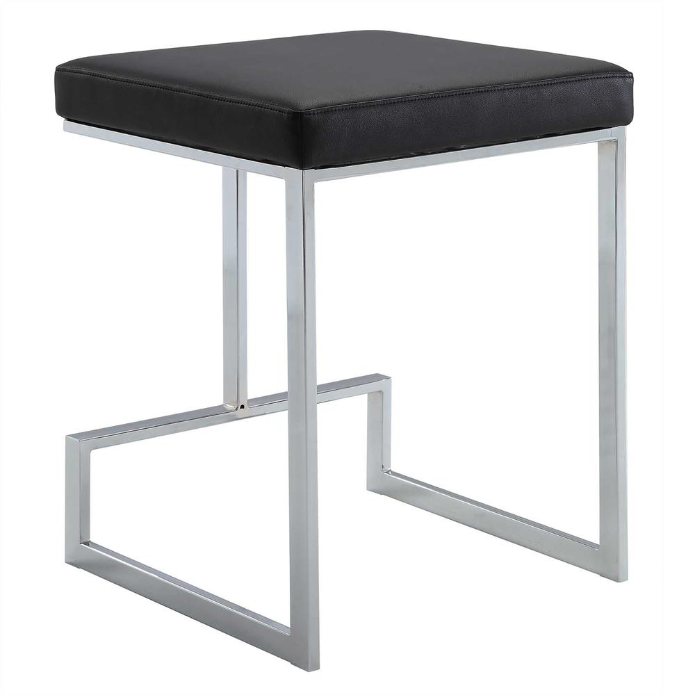 Kafka 24" Counter Stool - Chrome - Black Leatherette Upholstery. Picture 3