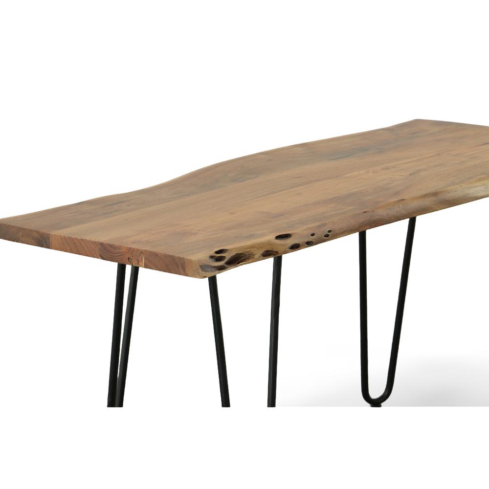 Seti Live Edge Coffee Table/Bench - Natural Top - Black Base. Picture 2
