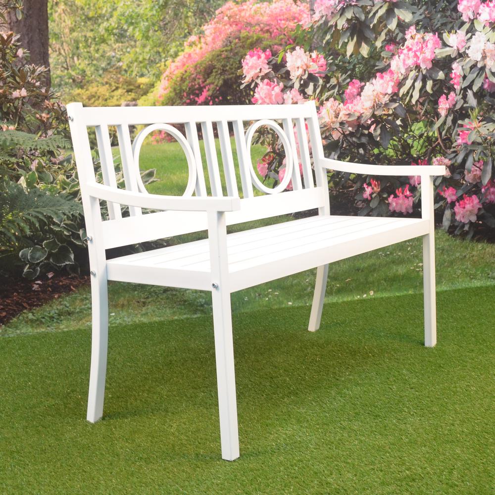 Gramercy Outdoor Bench - White. Picture 4