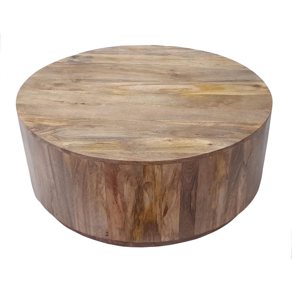 Tamia 42" Round Wooden Coffee Table - Natural. Picture 2