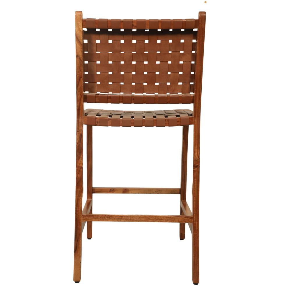 Whitney Leather Weave Barstool - Set of 2 - Honey Gold - Tan Upholstery. Picture 4