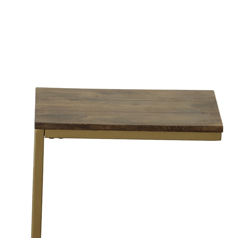 Aggie C-Form Accent Table - Elm Top - Gold Base. Picture 5