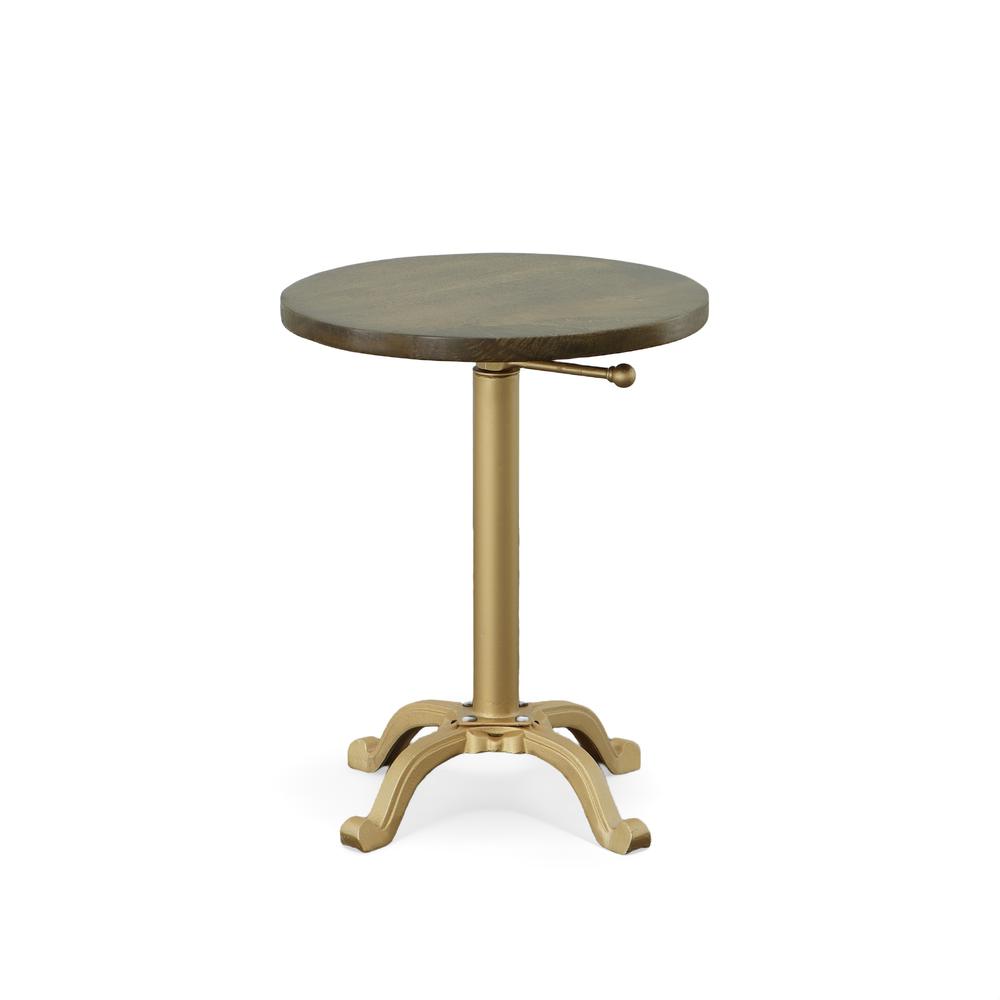 Colton Adjustable Vintage Table - Elm Top - Gold Base. Picture 1