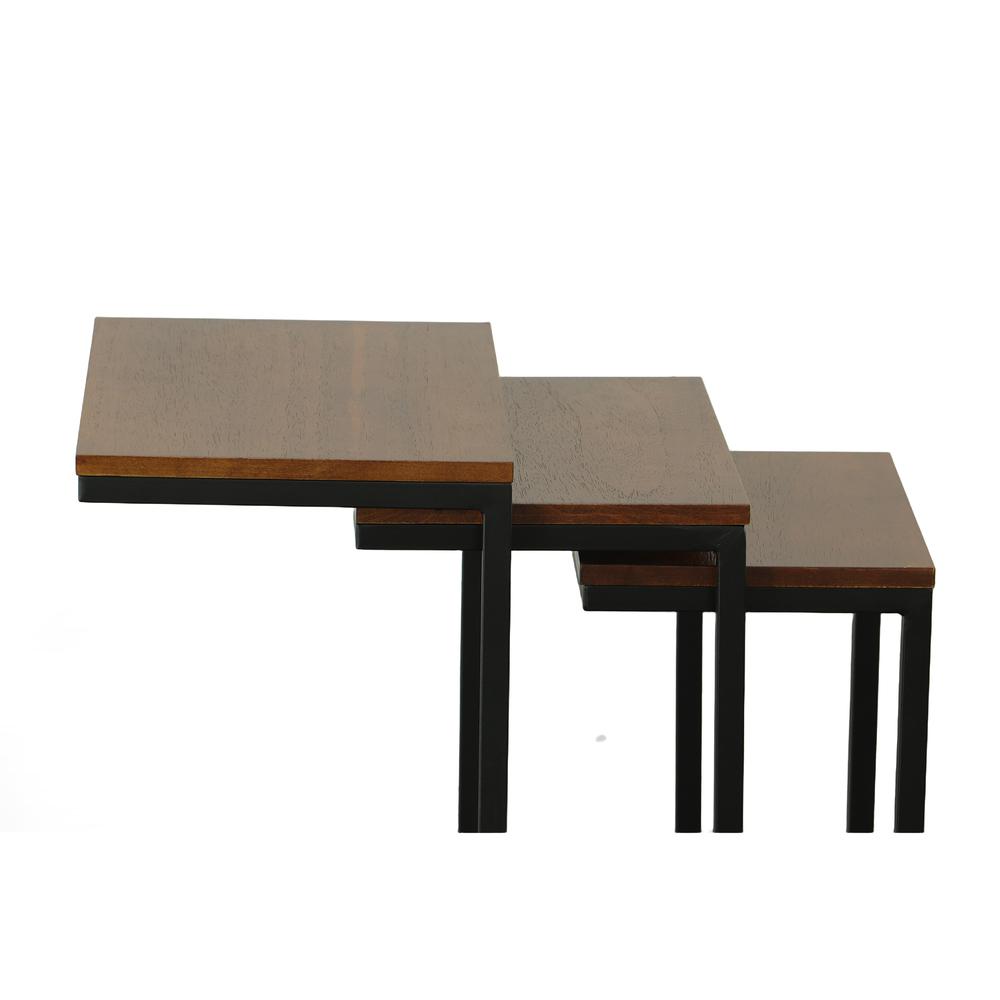Addison Nesting Table Set - Chestnut Top - Black Base. Picture 5