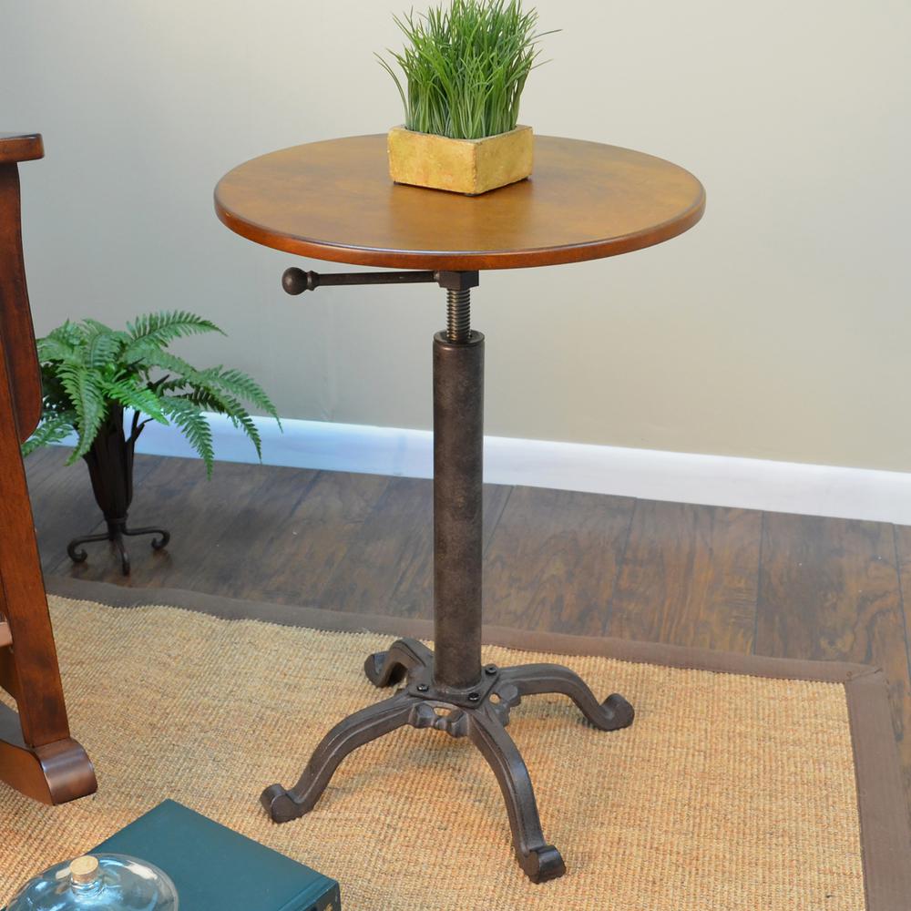 Colton Adjustable Vintage Table - Chestnut Top - Industrial Base. Picture 4