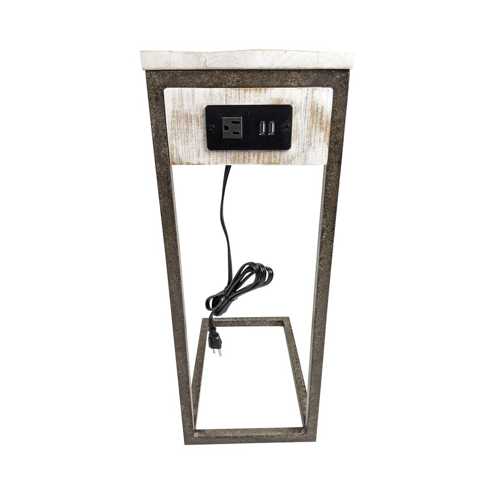 Chloe C-Form Accent Table - USB Ports - Natural Driftwood Top - Aged Iron Base. Picture 6