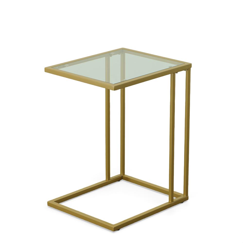 Provenzano Glass Top C-Form Table - Gold. Picture 1