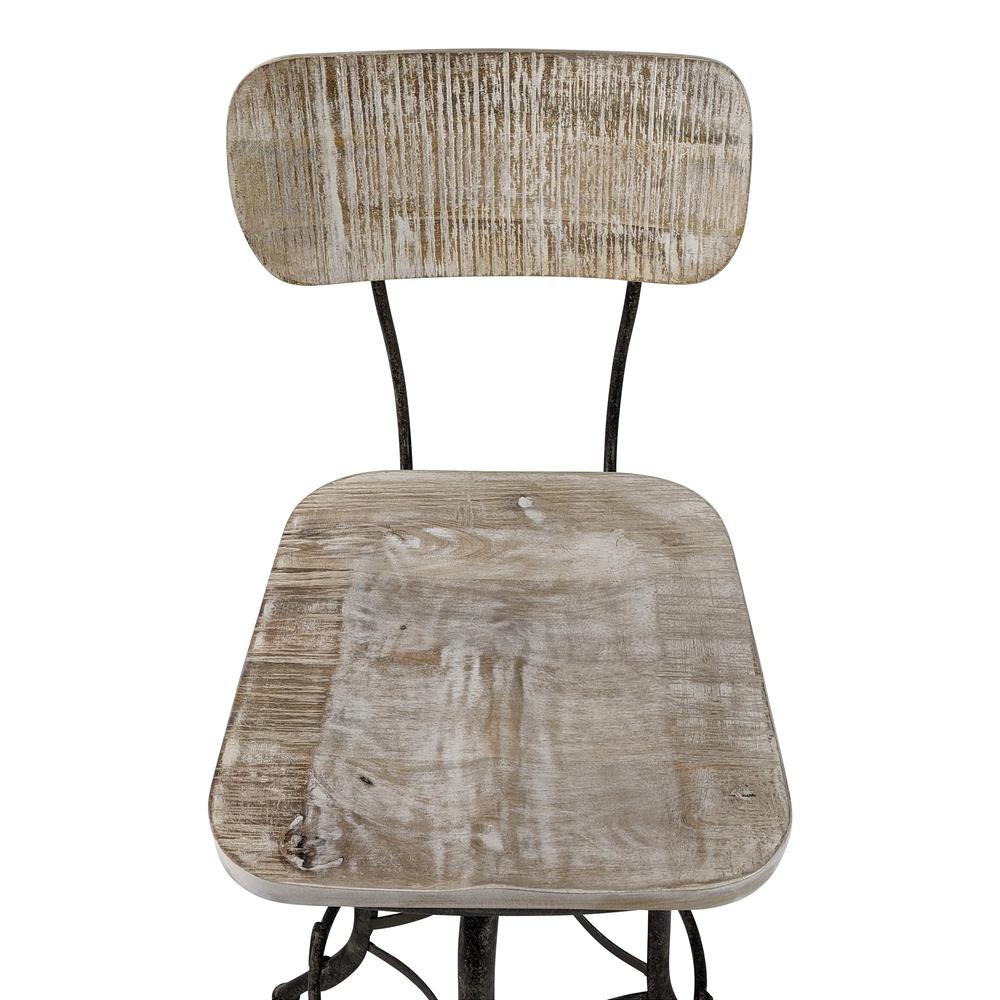 Mason Adjustable Barstool - Natural Driftwood Seat - Aged Iron Base. Picture 5