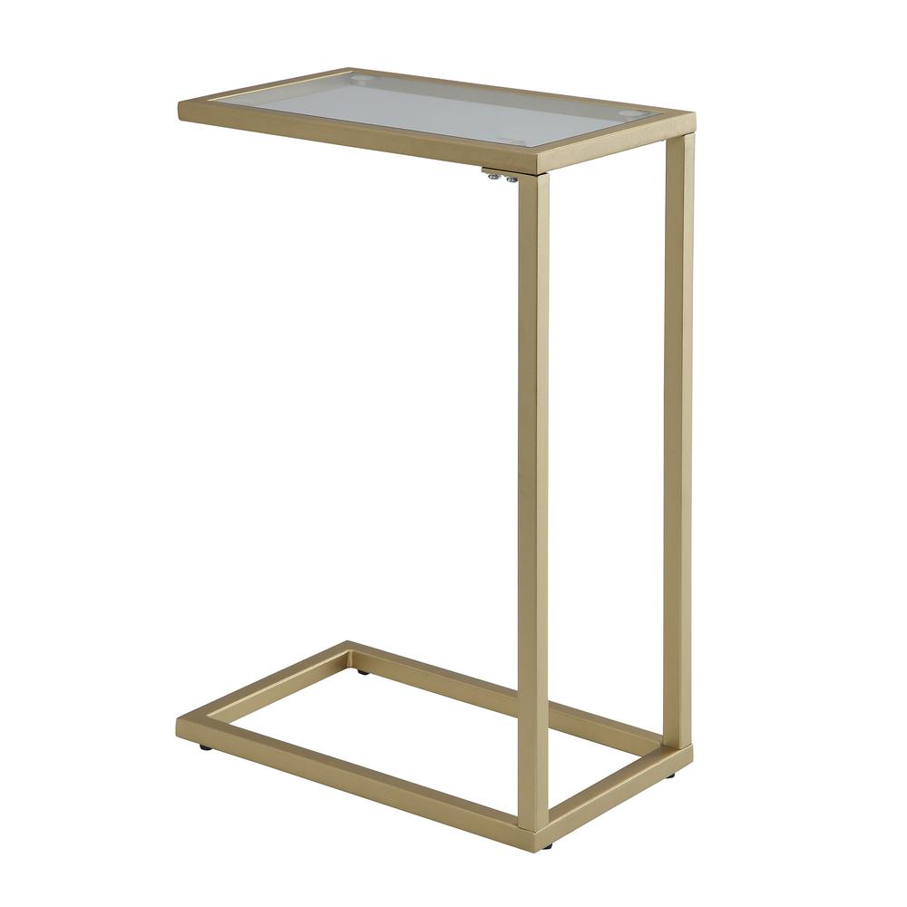Aggie C-Form Accent Table - Glass Top - Gold. Picture 3