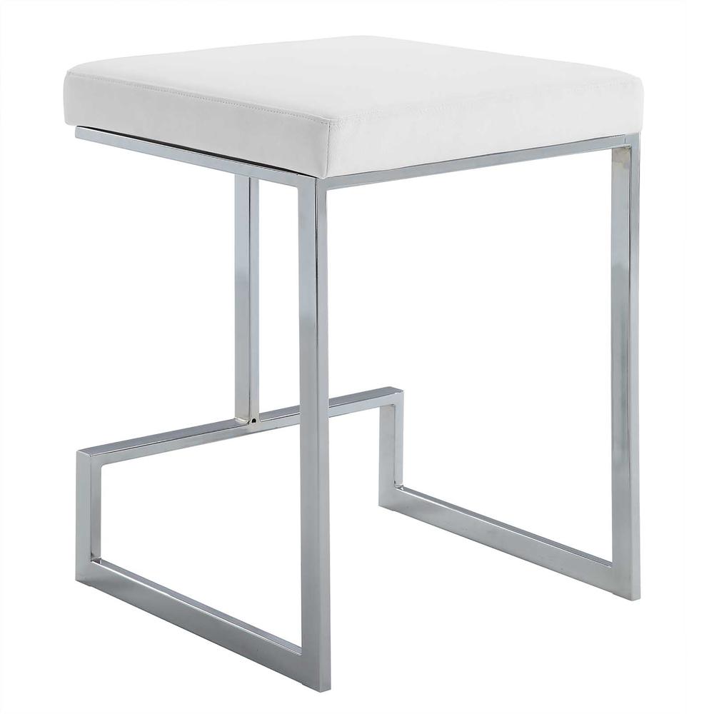 Kafka 24" Counter Stool - Chrome - White Leatherette Upholstery. Picture 3