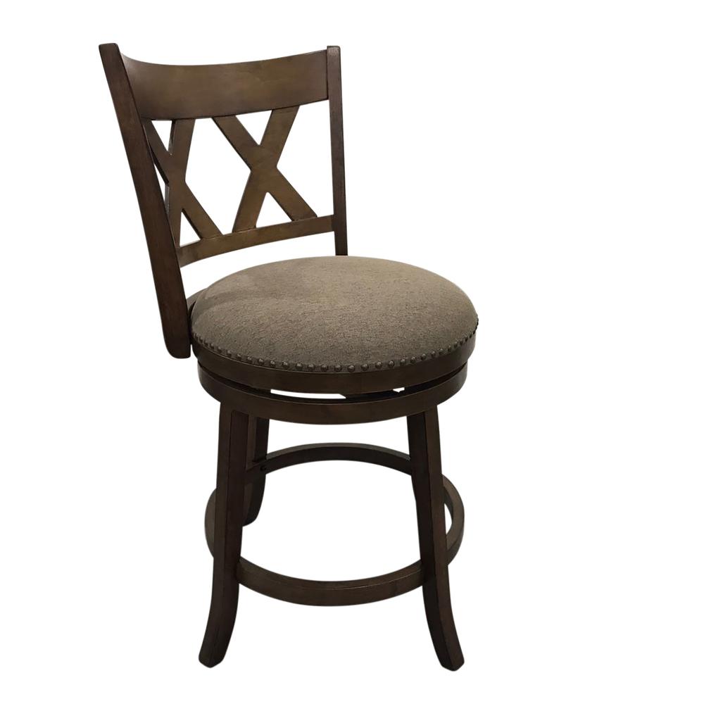 Sussex Deluxe Swivel Barstool - Set of 2 - Rustic - Brown Upholstery. Picture 1