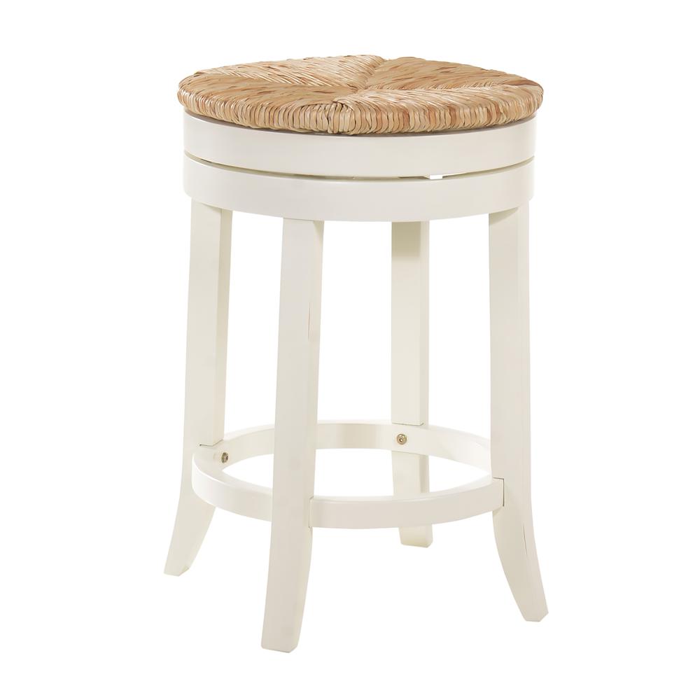 Irving 24" Swivel Rush Seat Counter Stool - Antique White. Picture 1