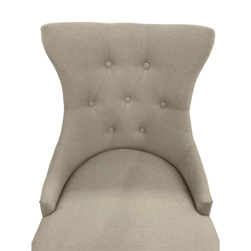 Tufted Back Upholstered Chair - Set of 2 - Natural Driftwood - Linen Upholstery. Picture 7