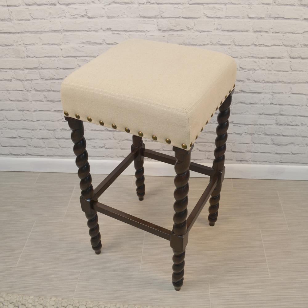 Remick 30" Barstool - Espresso - Linen Upholstery. Picture 5