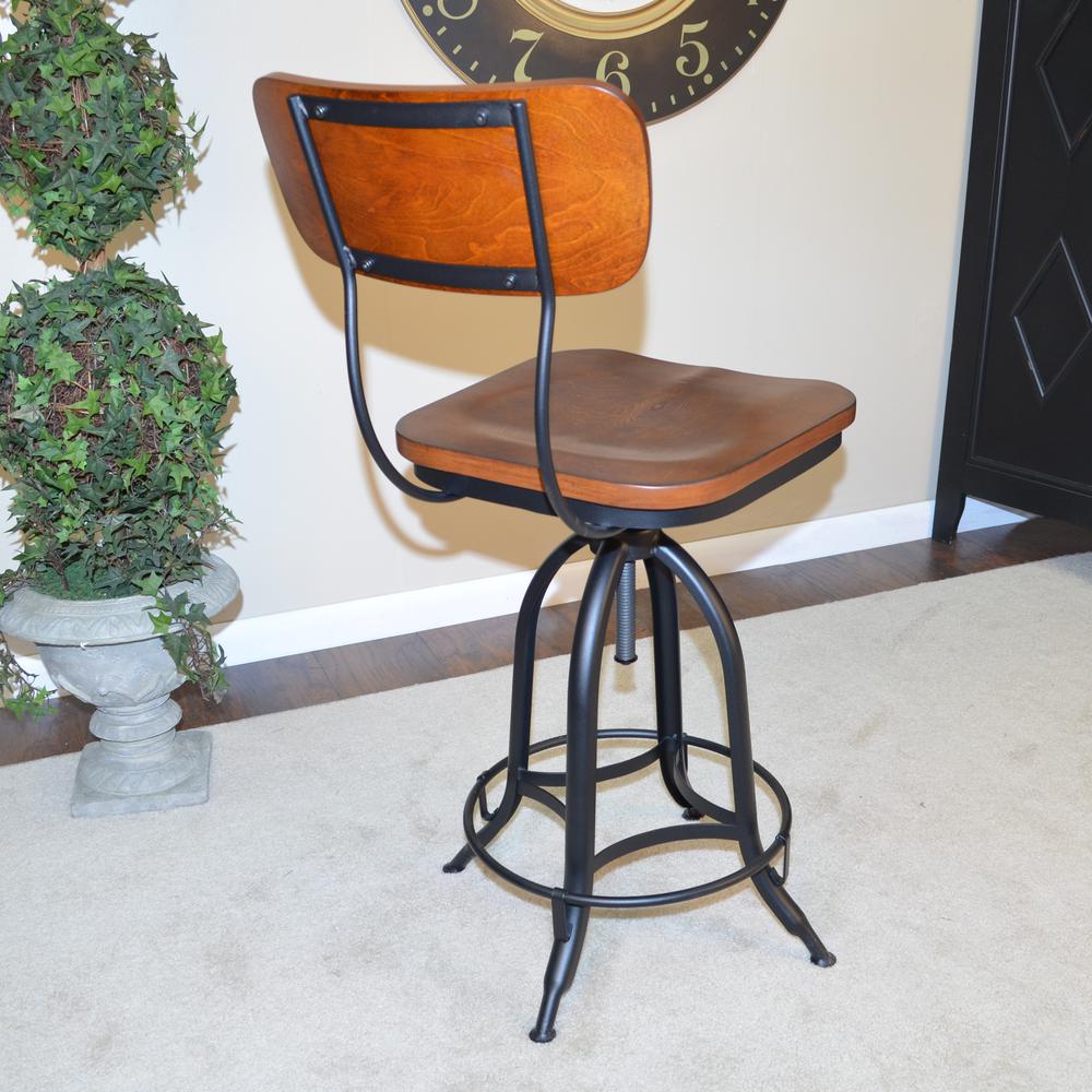 Mason Adjustable Barstool - Chestnut Seat - Black Base. Picture 8