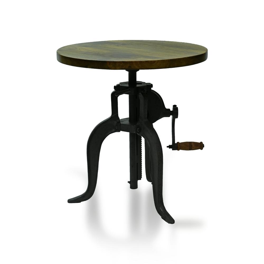 Regan Adjustable Accent Table - Harvest Oak Top - Industrial Base. Picture 2