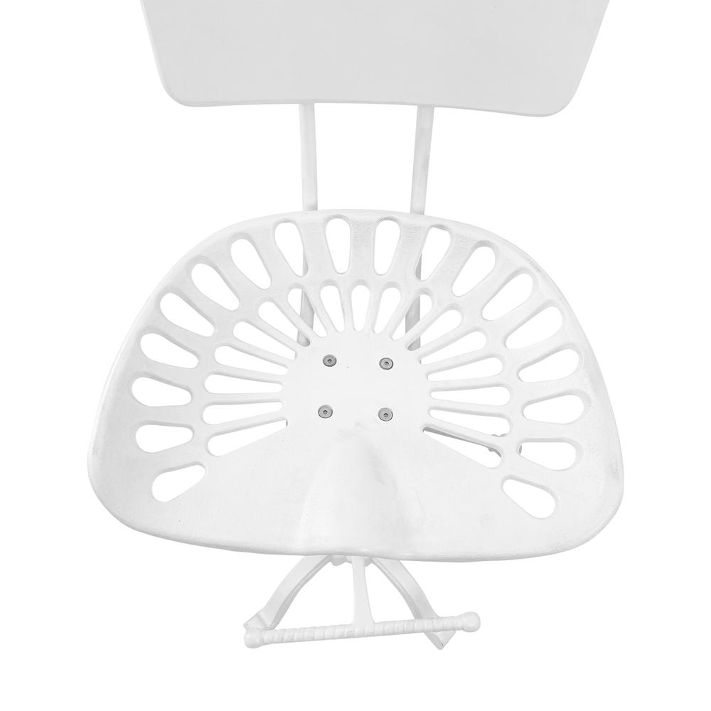 August Tractor Seat Barstool with Back - White. Picture 3