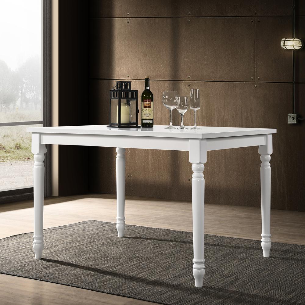 Draven Farmhouse Dining Table - Pure White. Picture 4