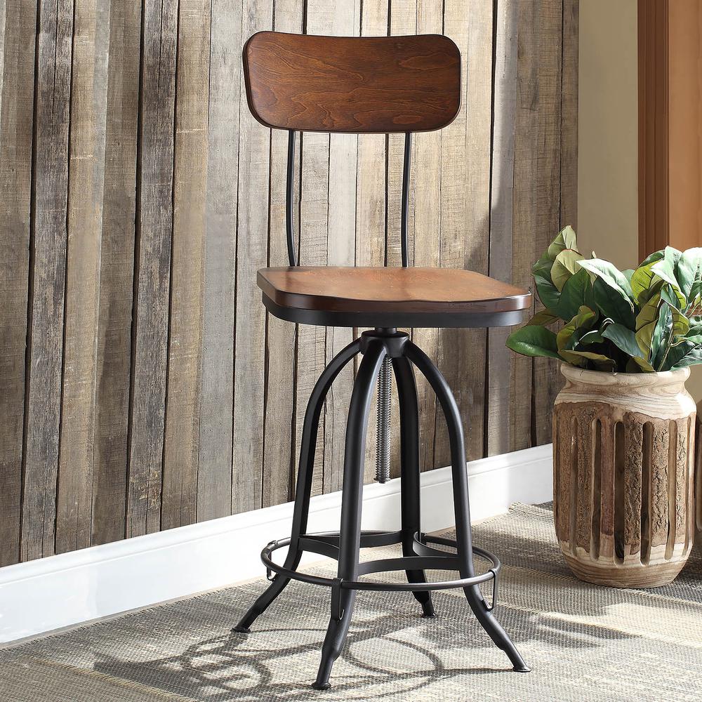 Mason Adjustable Barstool - Chestnut Seat - Black Base. Picture 6