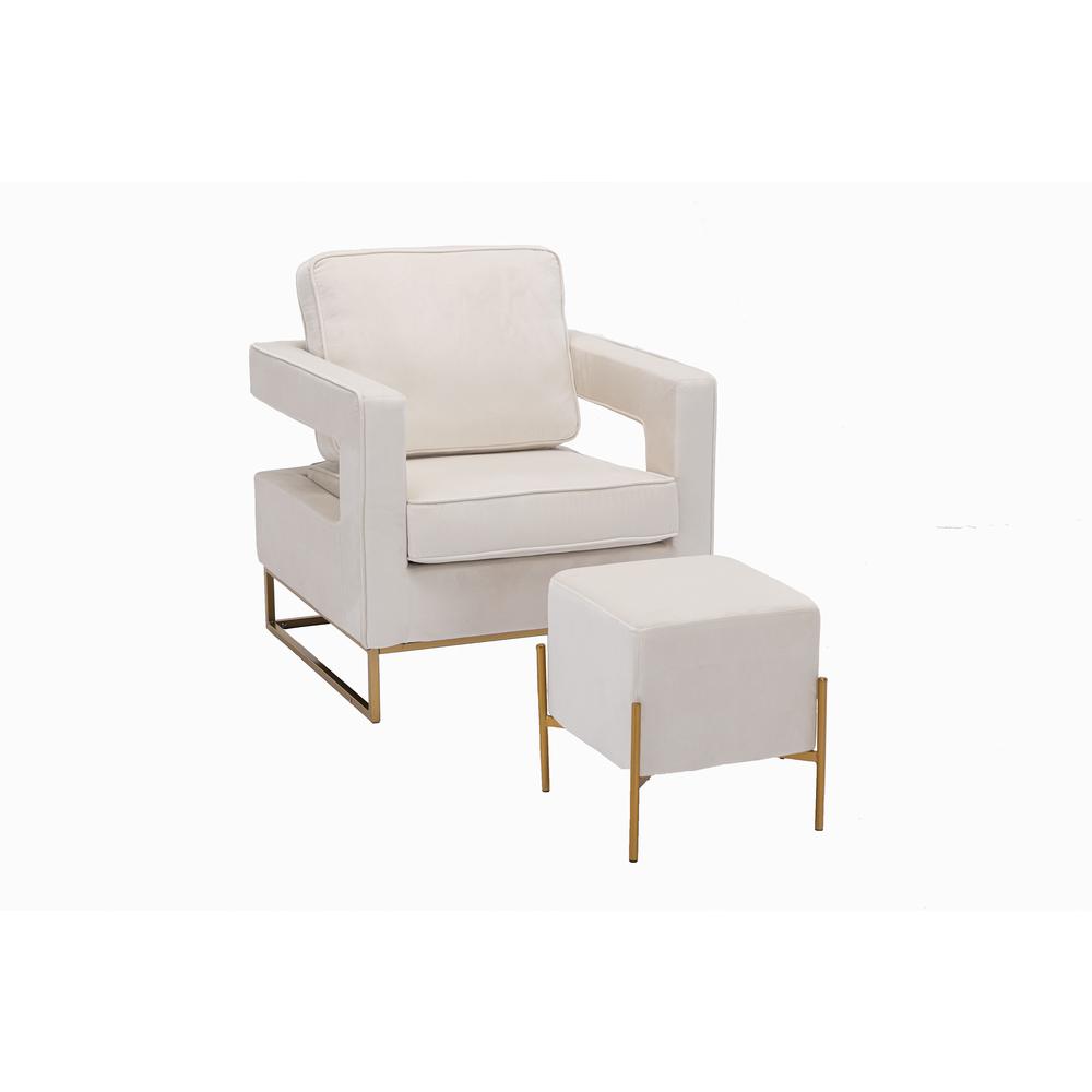 Larenta Upholstered Chair and Footrest - Cream. Picture 1