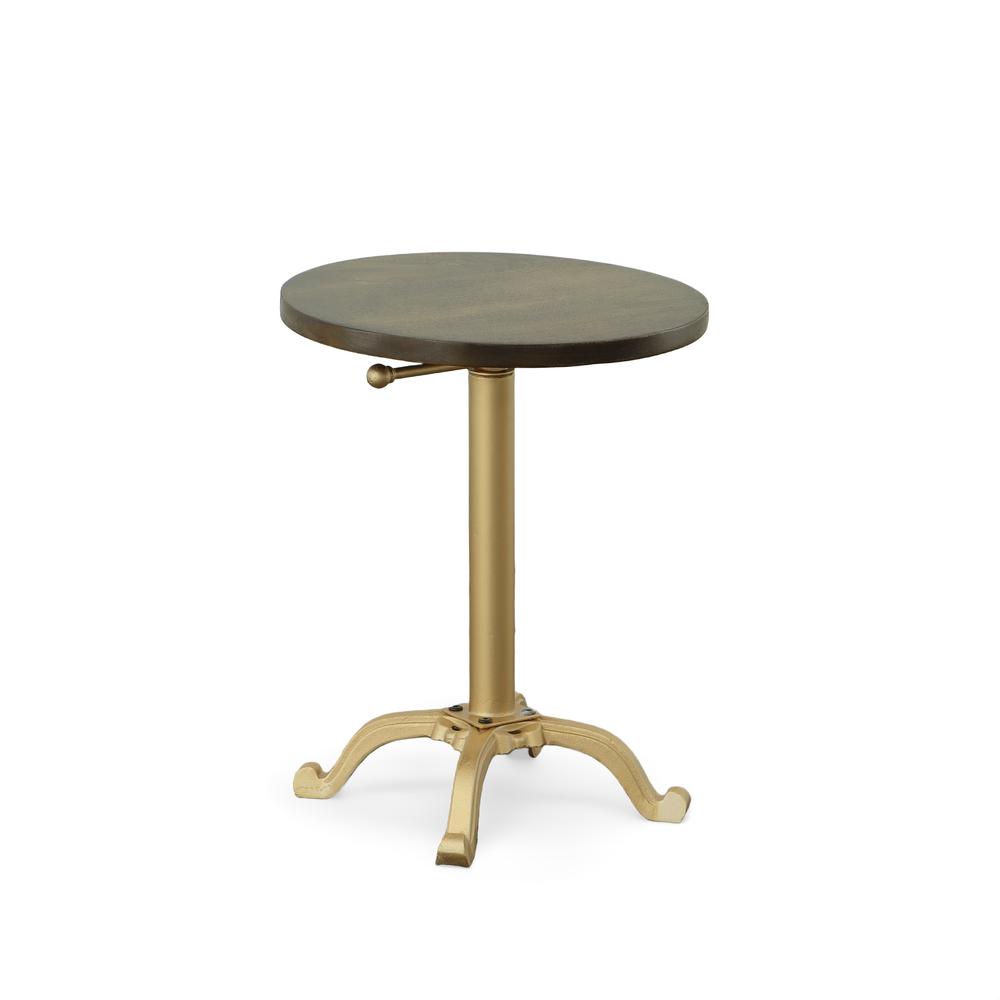 Colton Adjustable Vintage Table - Elm Top - Gold Base. Picture 2