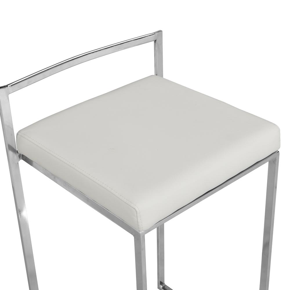 Lucien 25.25" Upholstered Counter Stool - Chrome - Soft White Upholstery. Picture 3