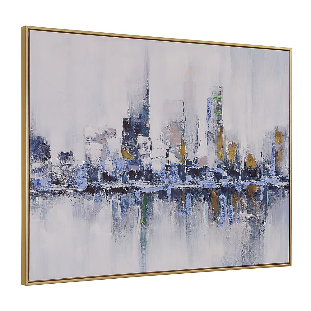 Cityscape Abstract Wall Art - Gold Frame - Medium. Picture 1