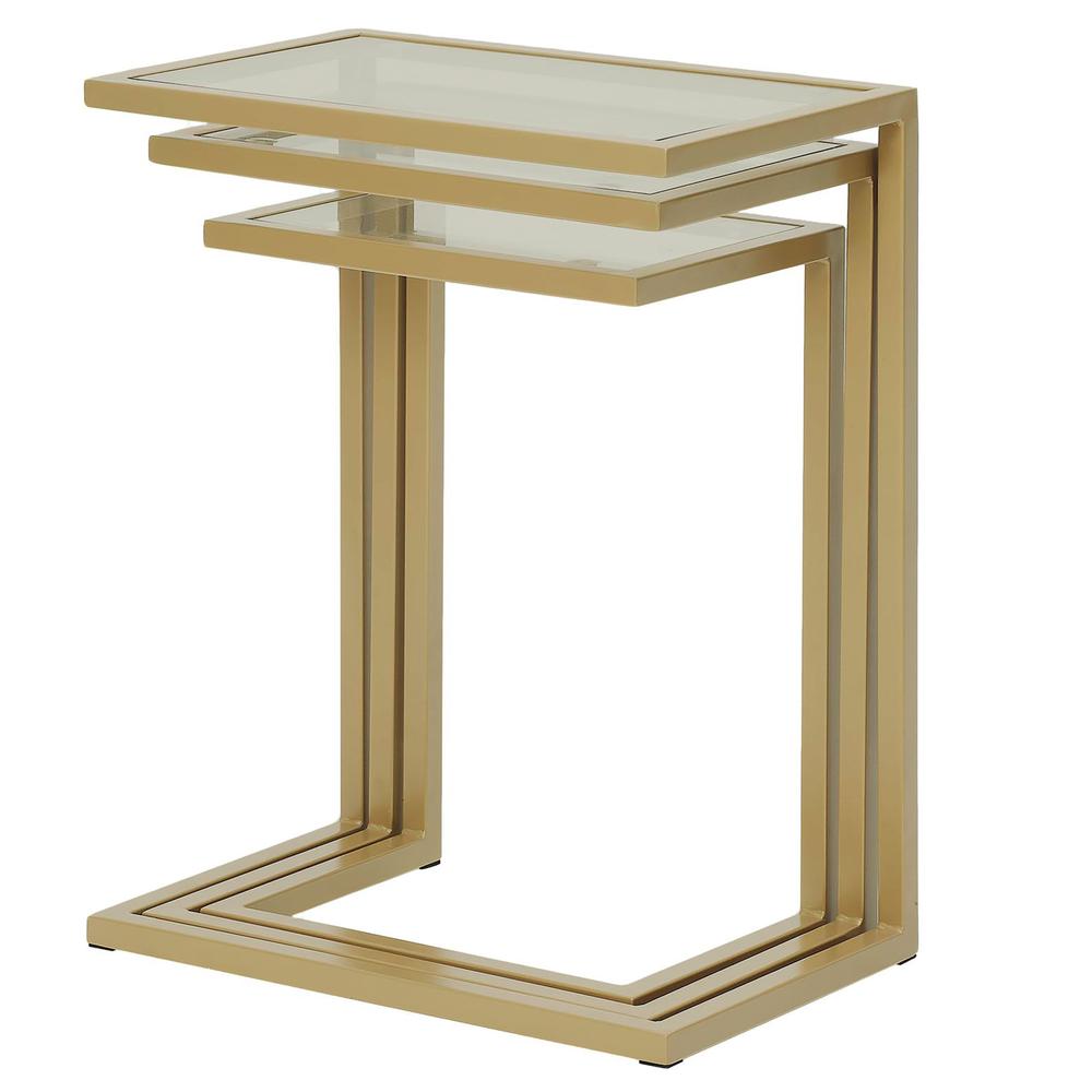 Addison Nesting Table Set - Glass Top - Gold Base. Picture 4