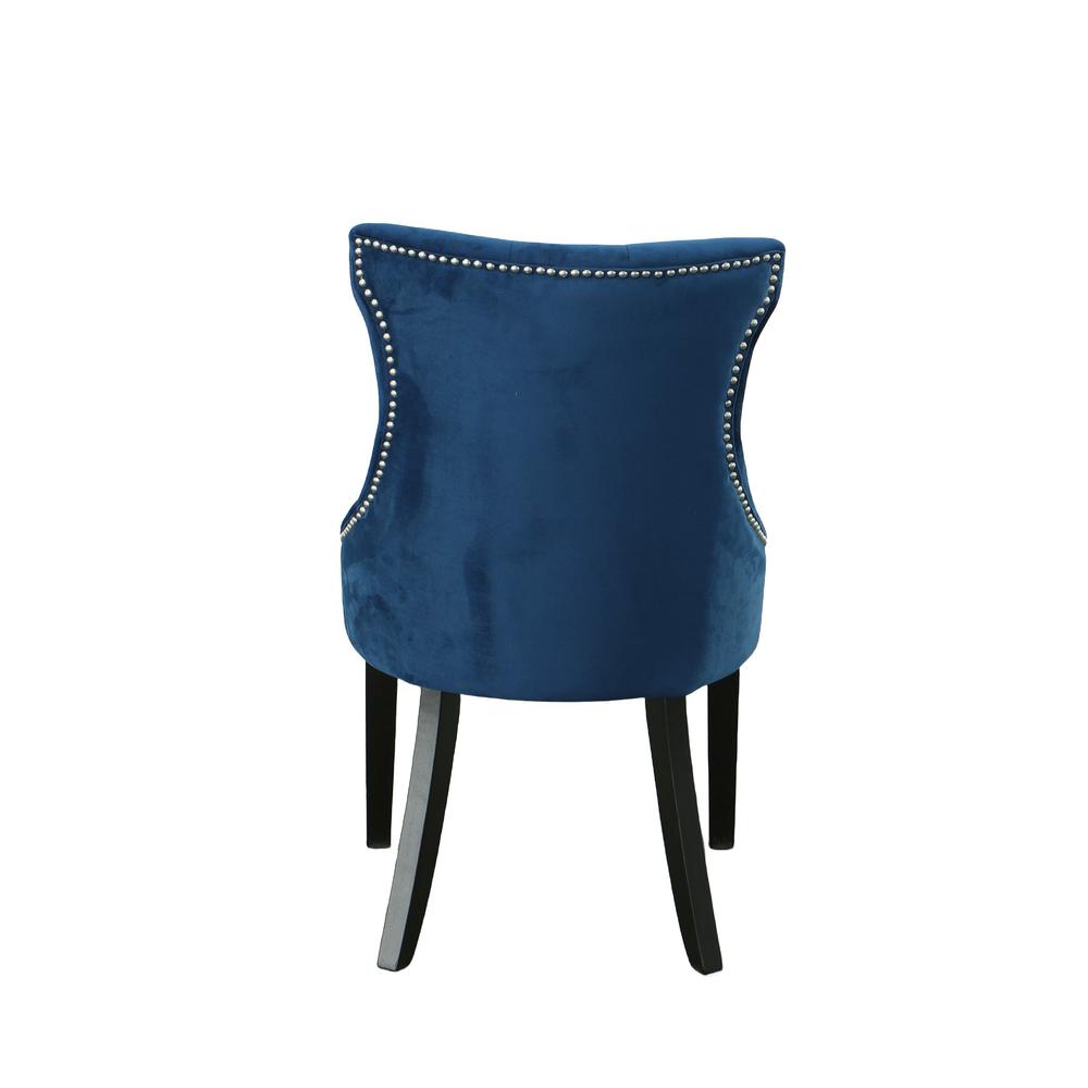 Julia Tufted Back Upholstered Chair - Set of 2 - Espresso - Navy Upholstery. Picture 2