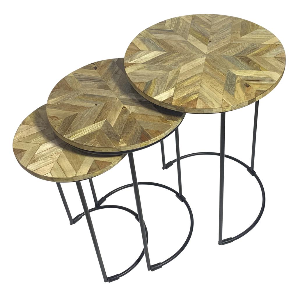 Mackintosh Round Nesting Tables - Natural Inlay/Black. Picture 2