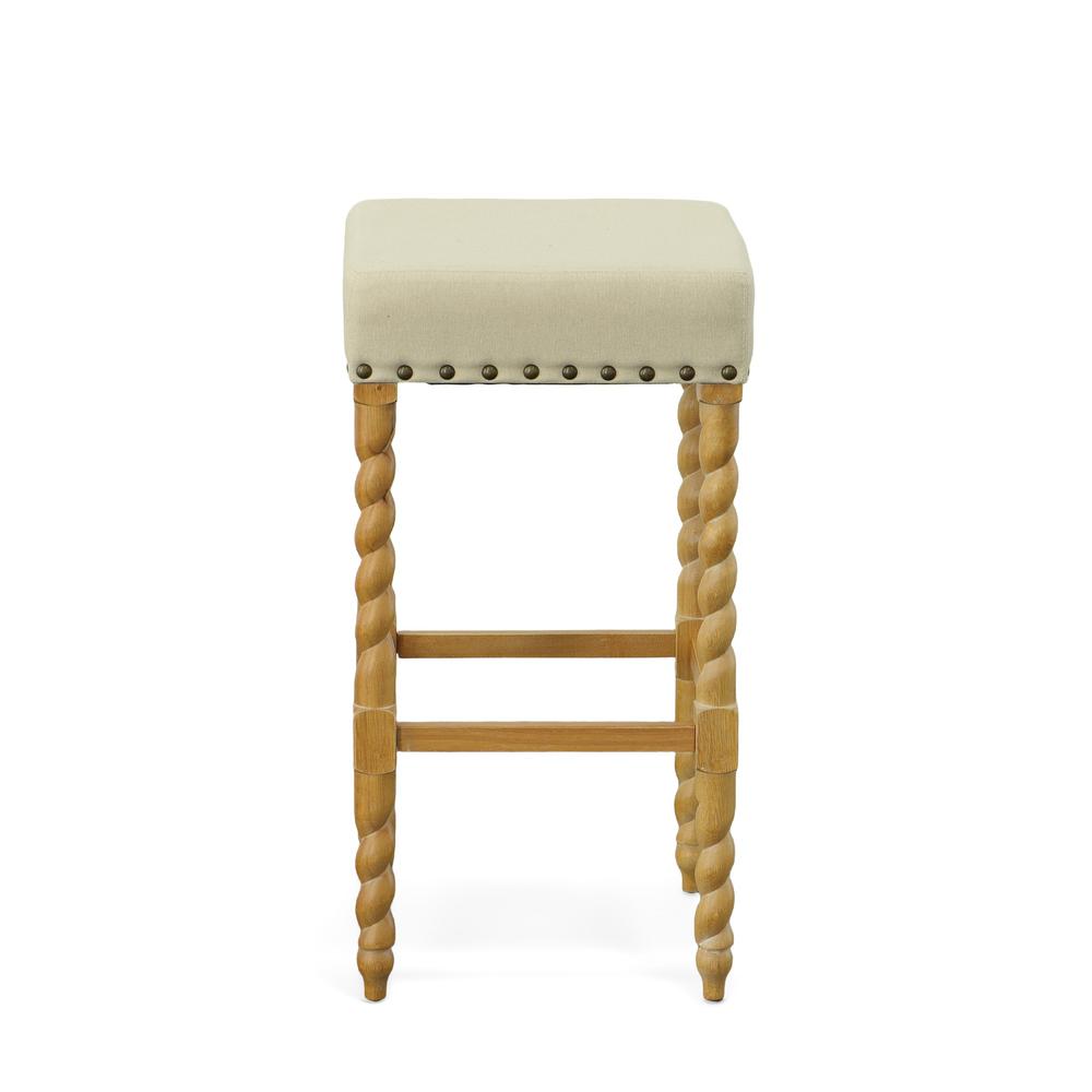 Remick 30" Barstool - Natural Oak - Linen Upholstery. Picture 1
