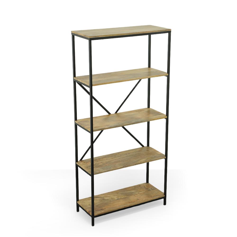 Brayden Tall Bookcase - Natural/Black. Picture 1