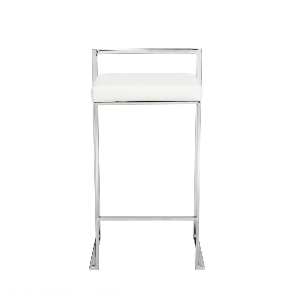 Lucien 25.25" Upholstered Counter Stool - Chrome - Soft White Upholstery. Picture 4
