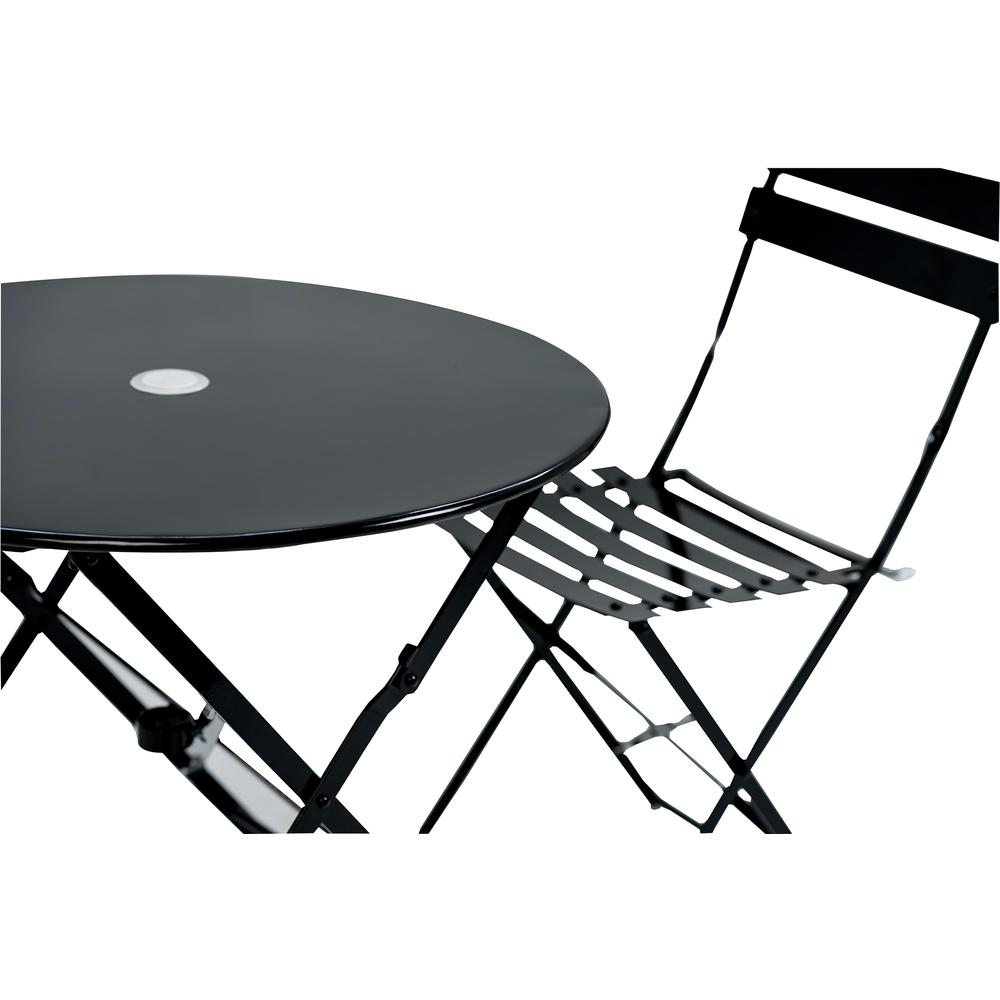 Bistro 30" Round Table Outdoor Set - Set of 3 - Black. Picture 2