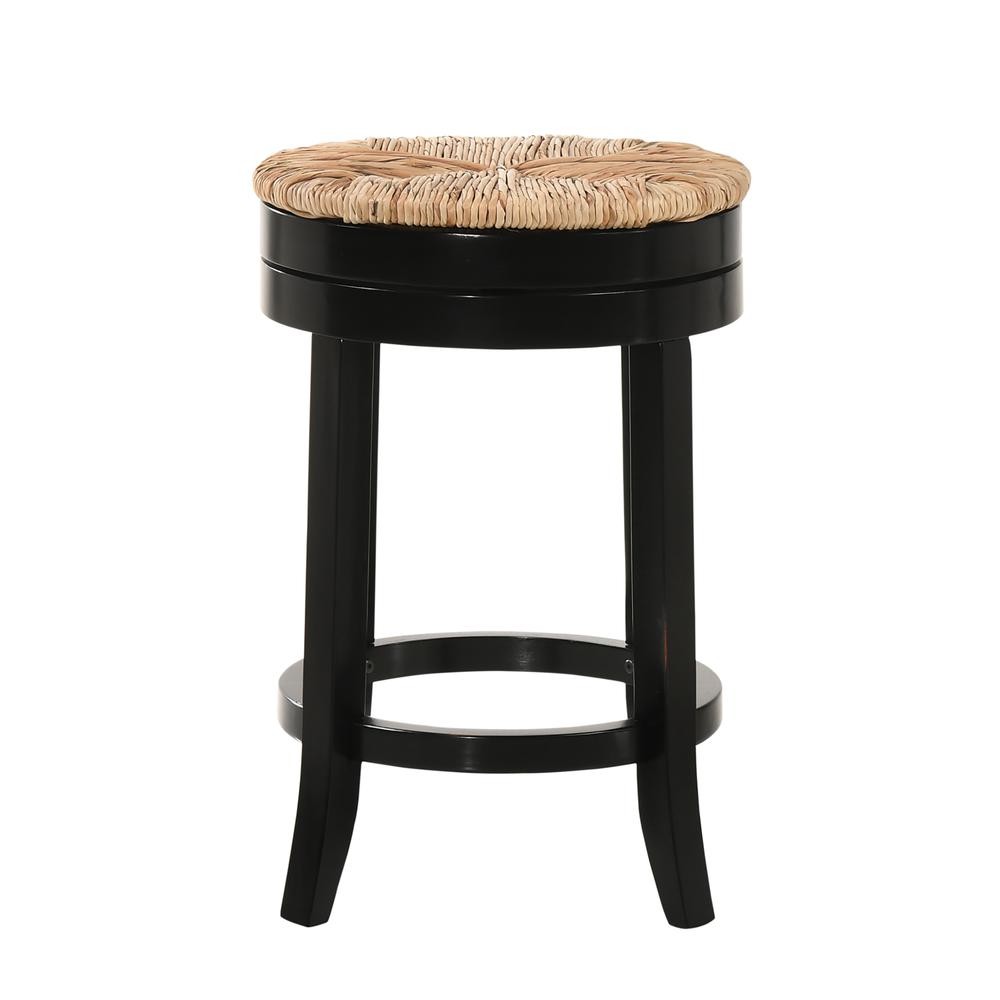 Irving 24" Swivel Rush Seat Counter Stool - Antique Black. Picture 2