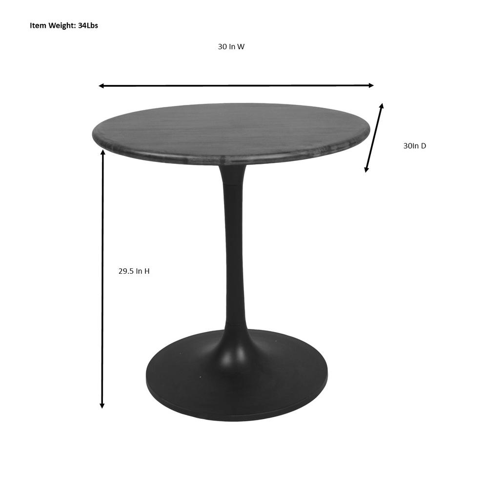Alden Wood Top 30" Round Dining Table - Elm/Black. Picture 7