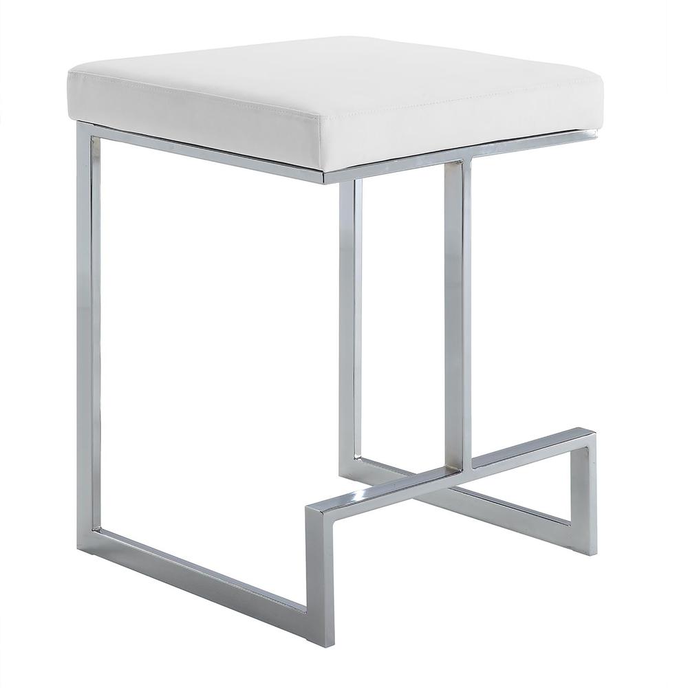 Kafka 24" Counter Stool - Chrome - White Leatherette Upholstery. Picture 1