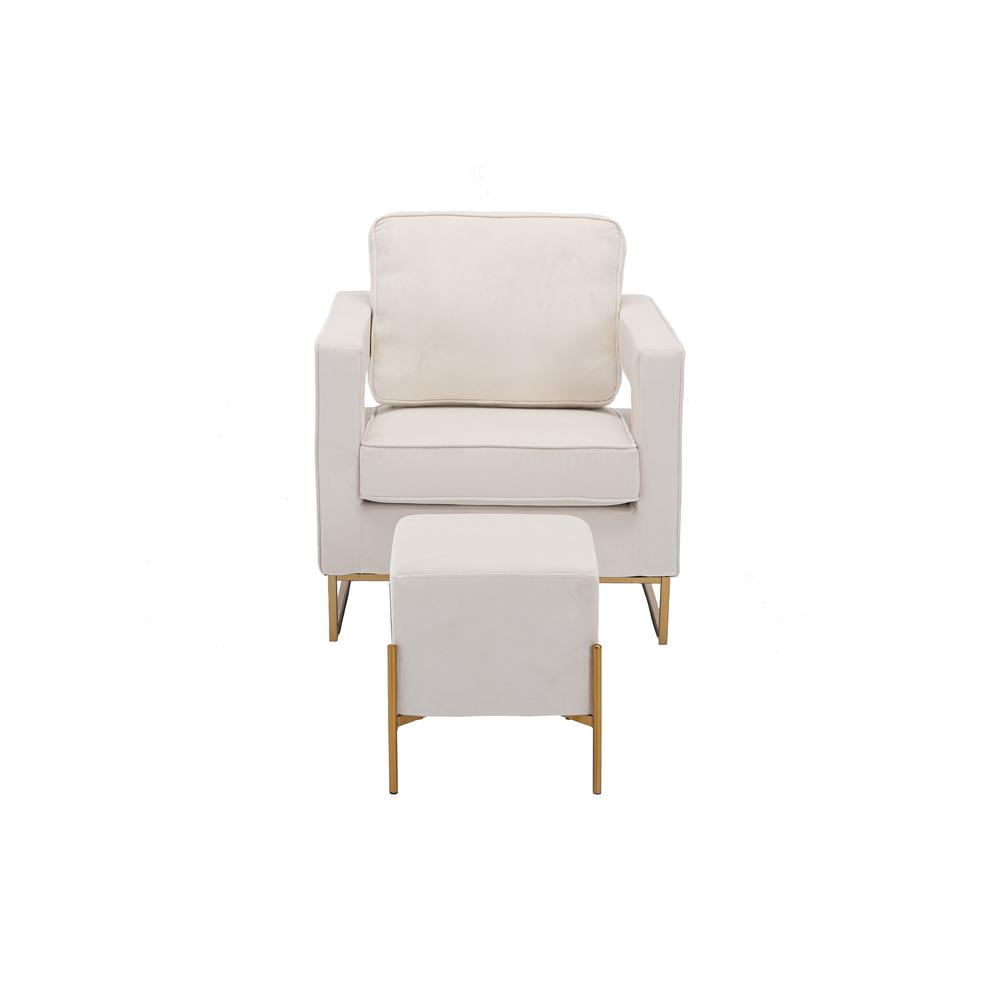 Larenta Upholstered Chair and Footrest - Cream. Picture 2