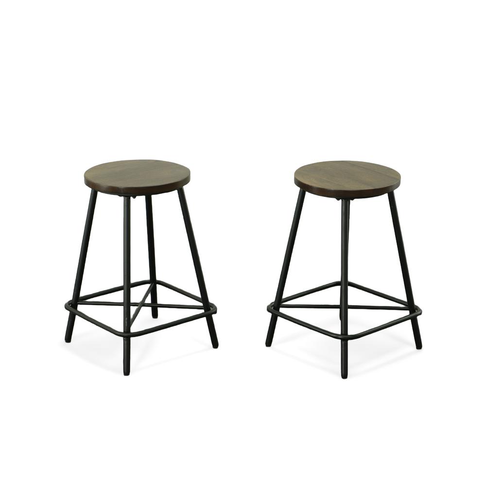 Illona 24" Counter Stool - Set of 2 - Elm Seat - Black Base. Picture 5