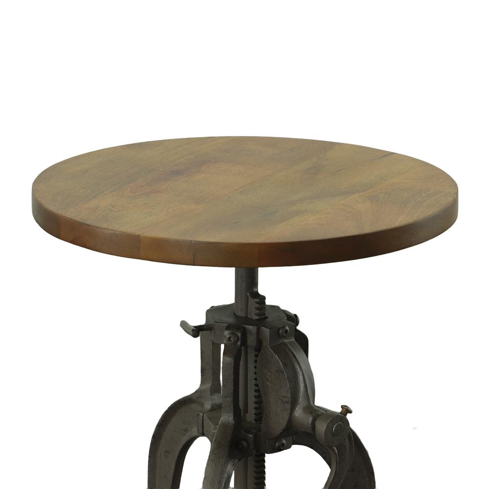 Regan Adjustable Accent Table - Harvest Oak Top - Industrial Base. Picture 4