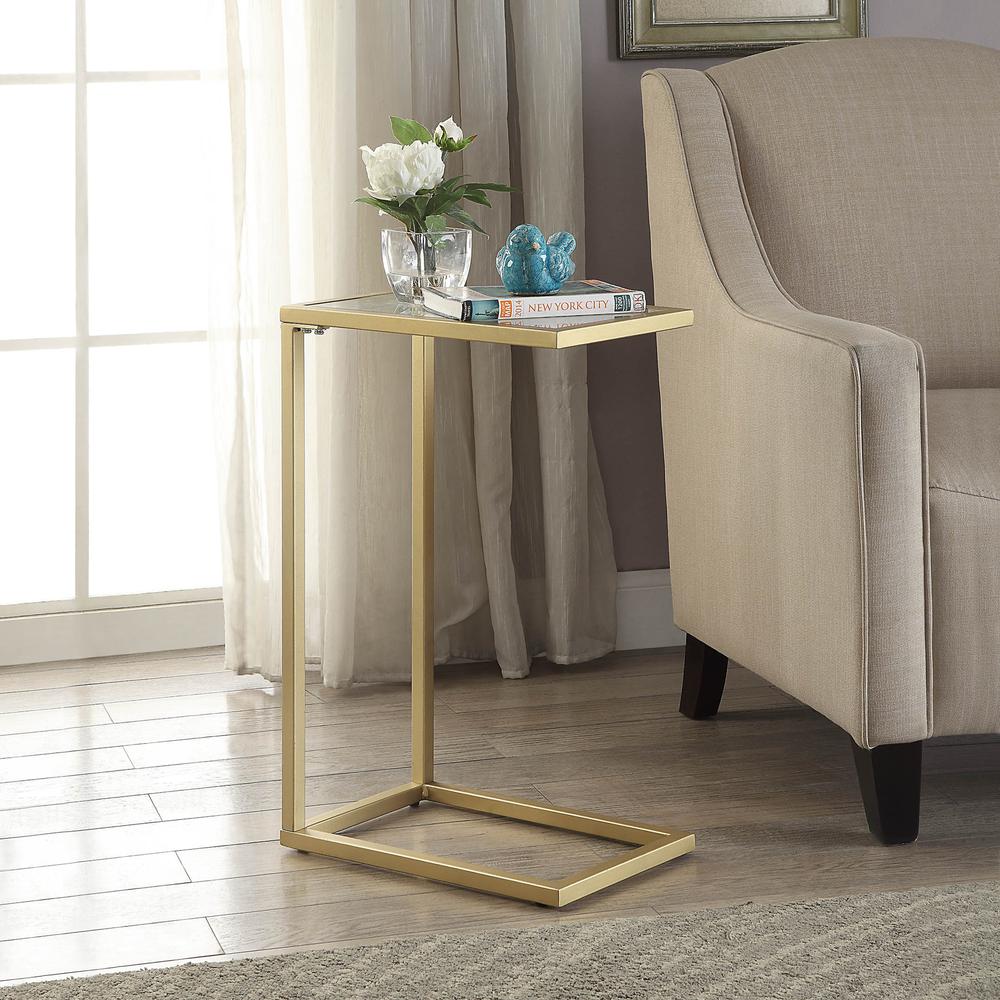Aggie C-Form Accent Table - Glass Top - Gold. Picture 7
