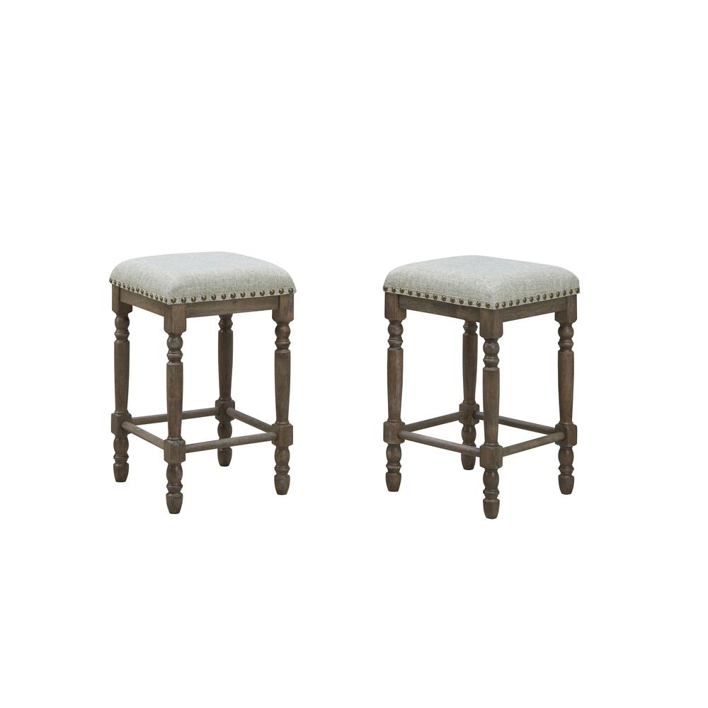 Brittany Deluxe Barstools - Set of 2 - Vintage Walnut - Peppered Upholstery. Picture 2